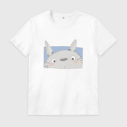 Футболка хлопковая мужская Удивленный Тоторо, цвет: белый