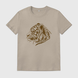 Футболка хлопковая мужская Retro Tiger, цвет: миндальный
