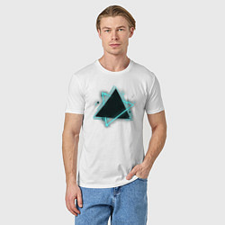 Футболка хлопковая мужская Треугольник неон, цвет: белый — фото 2