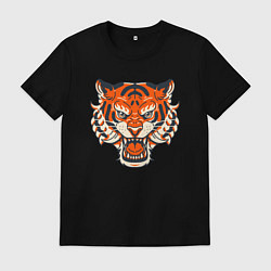 Футболка хлопковая мужская Super Tiger, цвет: черный