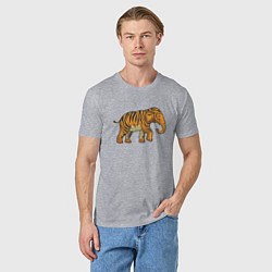 Футболка хлопковая мужская Тигровый слон, цвет: меланж — фото 2