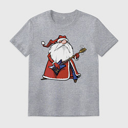 Футболка хлопковая мужская Дед Мороз гитарист, цвет: меланж