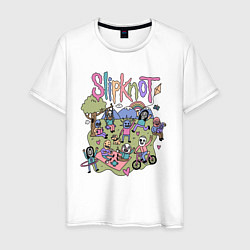 Футболка хлопковая мужская SLIPKNOT, цвет: белый