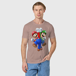 Футболка хлопковая мужская Mario Bros, цвет: пыльно-розовый — фото 2