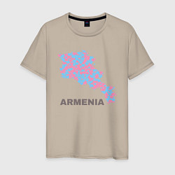 Футболка хлопковая мужская Люблю Армению, цвет: миндальный