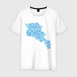 Футболка хлопковая мужская Armenia Blue Map, цвет: белый