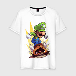 Футболка хлопковая мужская Angry Luigi, цвет: белый