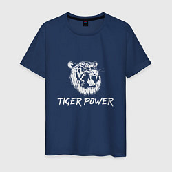 Футболка хлопковая мужская Power of Tiger, цвет: тёмно-синий