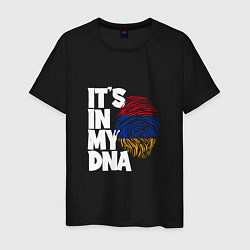 Футболка хлопковая мужская ДНК - Армения, цвет: черный