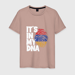 Футболка хлопковая мужская ДНК - Армения, цвет: пыльно-розовый