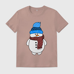 Мужская футболка Снеговик в шапочке