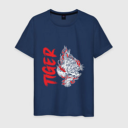 Футболка хлопковая мужская Fire - Tiger, цвет: тёмно-синий