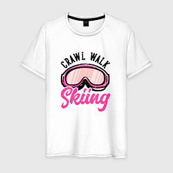 Футболка хлопковая мужская CRAWL WALK SKIING, цвет: белый