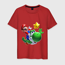 Футболка хлопковая мужская Mario&Yoshi, цвет: красный