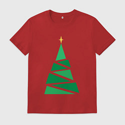 Футболка хлопковая мужская Новогоднее дерево, цвет: красный