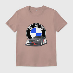 Футболка хлопковая мужская БМВ Е92 BMW E92, цвет: пыльно-розовый