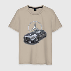 Футболка хлопковая мужская Mercedes AMG motorsport, цвет: миндальный