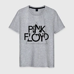 Футболка хлопковая мужская PINK FLOYD LOGO ПИНК ФЛОЙД, цвет: меланж