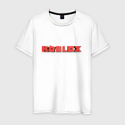 Футболка хлопковая мужская Roblox logo red роблокс логотип красный, цвет: белый