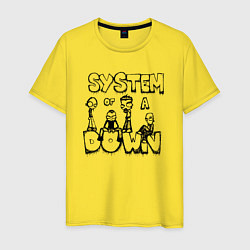 Футболка хлопковая мужская Карикатура на группу System of a Down, цвет: желтый