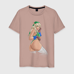 Футболка хлопковая мужская Link girl from Legen of Zelda, цвет: пыльно-розовый