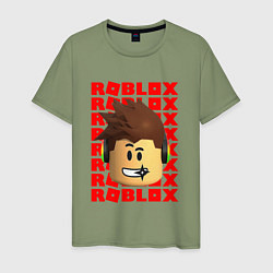 Мужская футболка ROBLOX RED LOGO LEGO FACE