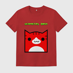 Футболка хлопковая мужская Geometry Dash: Cat Skin, цвет: красный