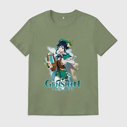 Футболка хлопковая мужская Венти Venti Genshin Impact, цвет: авокадо