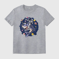 Мужская футболка Космонавт верхом на акуле