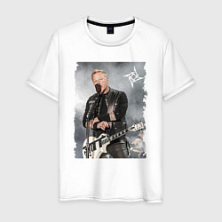 Футболка хлопковая мужская James Alan Hetfield - Metallica vocalist, цвет: белый