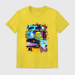 Футболка хлопковая мужская Geometry Dash: Pixel Logo, цвет: желтый