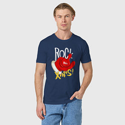 Футболка хлопковая мужская Red mittens Rock this xmas, цвет: тёмно-синий — фото 2