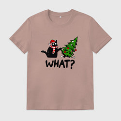 Мужская футболка WHAT? КОТ РОНЯЕТ ЁЛКУ