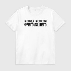 Мужская футболка НИ СТЫДА, НИ СОВЕСТИ НИЧЕГО ЛИШНЕГО