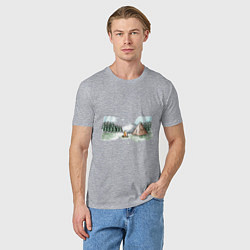 Футболка хлопковая мужская Поход в горы, цвет: меланж — фото 2