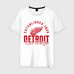 Футболка хлопковая мужская Detroit Red Wings Детройт Ред Вингз, цвет: белый