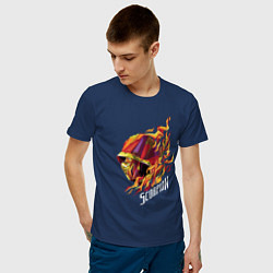 Футболка хлопковая мужская Скорпион Мортал Комбат, цвет: тёмно-синий — фото 2