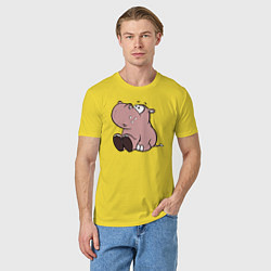 Футболка хлопковая мужская Бегемотик детский коричневый, цвет: желтый — фото 2