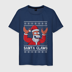 Футболка хлопковая мужская ЗОЙДБЕРГ КЛАУС, SANTA CLAWS ФУТУРАМА, цвет: тёмно-синий