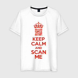 Футболка хлопковая мужская Keep calm and scan me - fuck off, цвет: белый