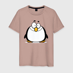 Футболка хлопковая мужская Глазастый пингвин, цвет: пыльно-розовый