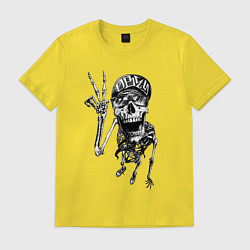 Футболка хлопковая мужская Skeleton dude, цвет: желтый