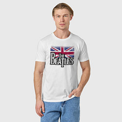 Футболка хлопковая мужская The Beatles Great Britain Битлз, цвет: белый — фото 2