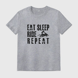 Футболка хлопковая мужская Eat, sleep, ride, repeat, цвет: меланж