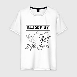 Футболка хлопковая мужская BLACKPINK АВТОГРАФЫ ЧЁРНЫЙ БЛЭКПИНК, цвет: белый