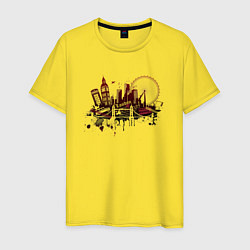 Футболка хлопковая мужская London Dark red design, цвет: желтый