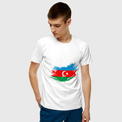 Футболка хлопковая мужская Флаг - Азербайджан, цвет: белый — фото 2