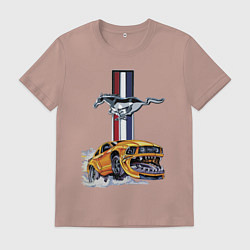 Футболка хлопковая мужская Мустанг раскрыл пасть!, цвет: пыльно-розовый