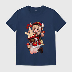 Футболка хлопковая мужская КЛИ милейшее создание Геншин, цвет: тёмно-синий