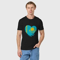 Футболка хлопковая мужская Сердце - Казахстан, цвет: черный — фото 2